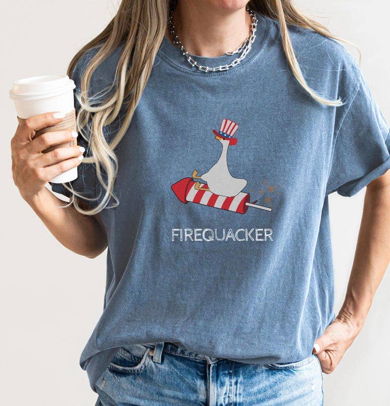 Firequacker Duck Graphic Tee Mens Womens Unisex Shirt