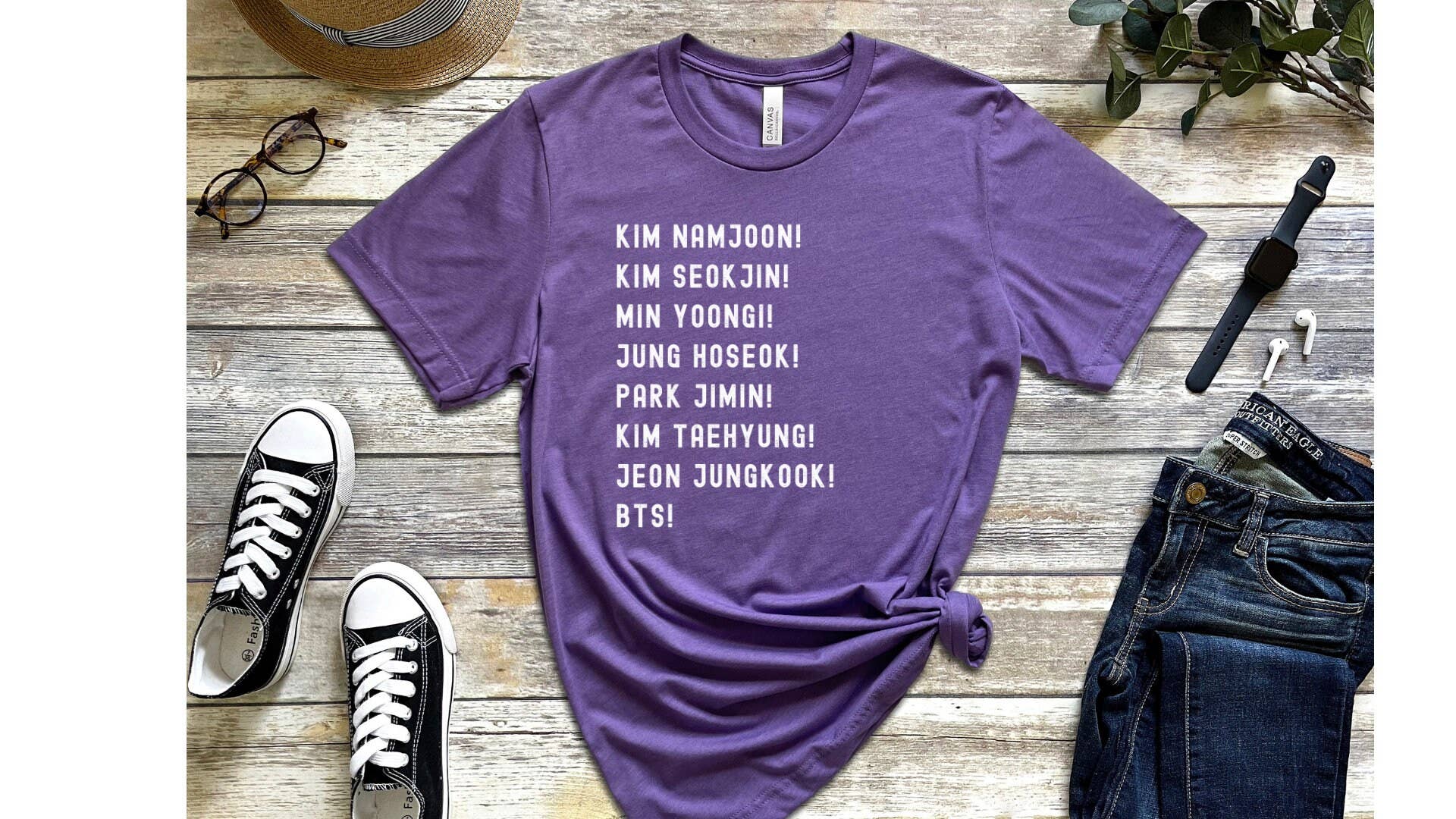 Bts Fan Chant Names Tee - Bias I Purple You Kpop Shirt