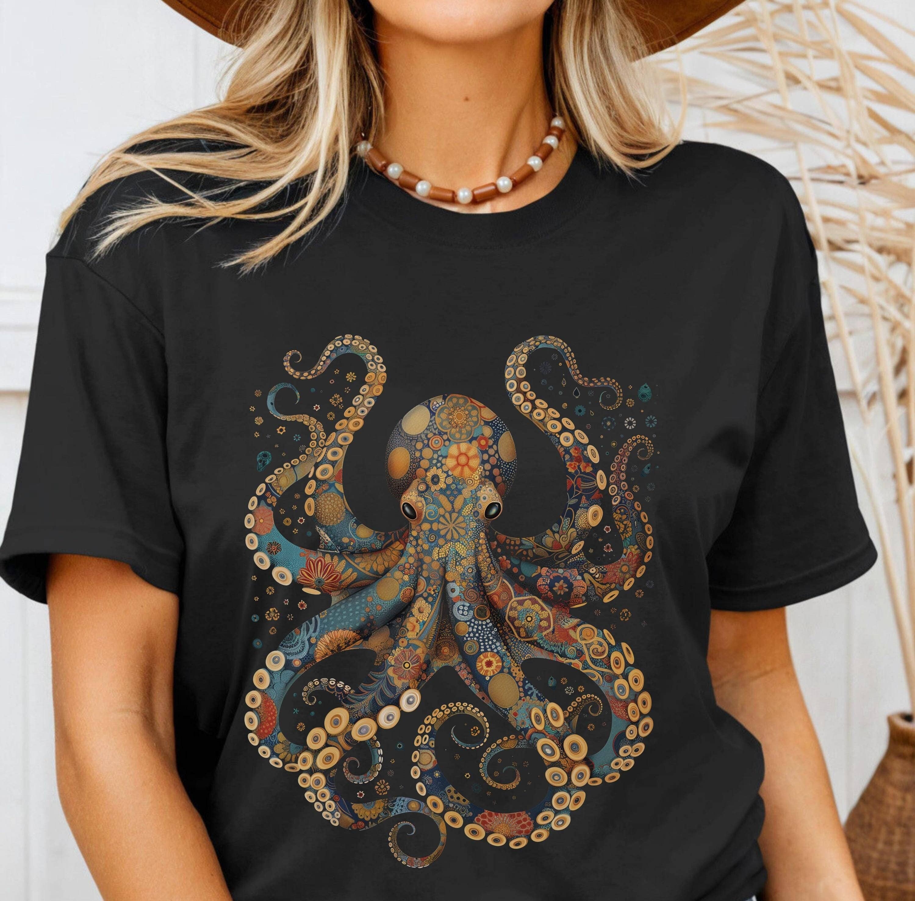 Octopus Shirt Vintage Floral Scuba Diving Ocean Tee