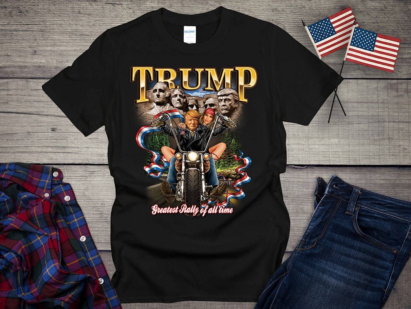 Trump Greatest Rally Mount Rushmore American Pride Tee