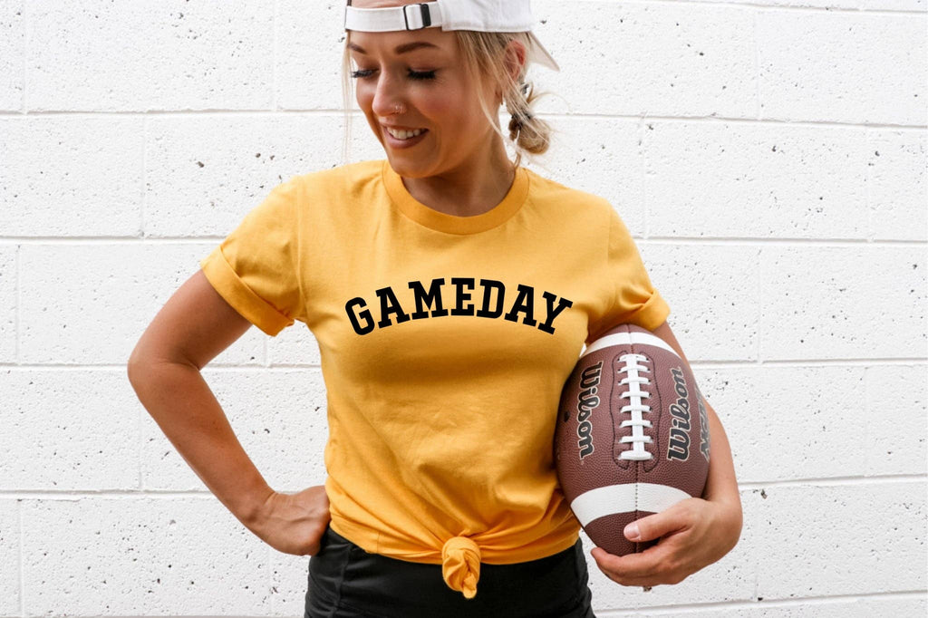 Gameday Varsity Font Gold Football Trendy Graphic Tee