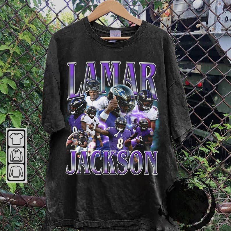 Lamar Jackson Vintage 90s Graphic Tee - Bootleg Football Shi