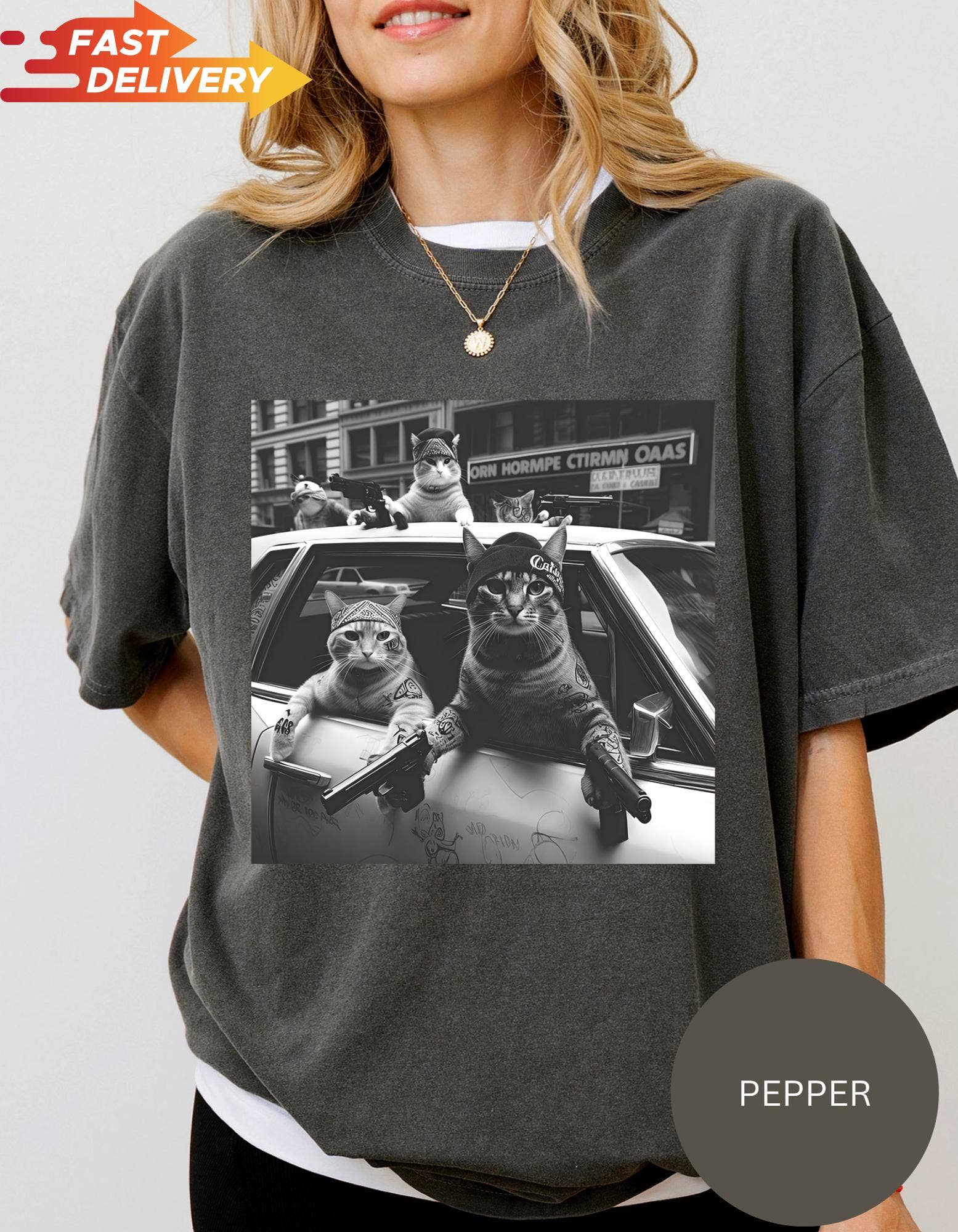 Vintage Funny Cat Gang Sarcastic Unisex Tee