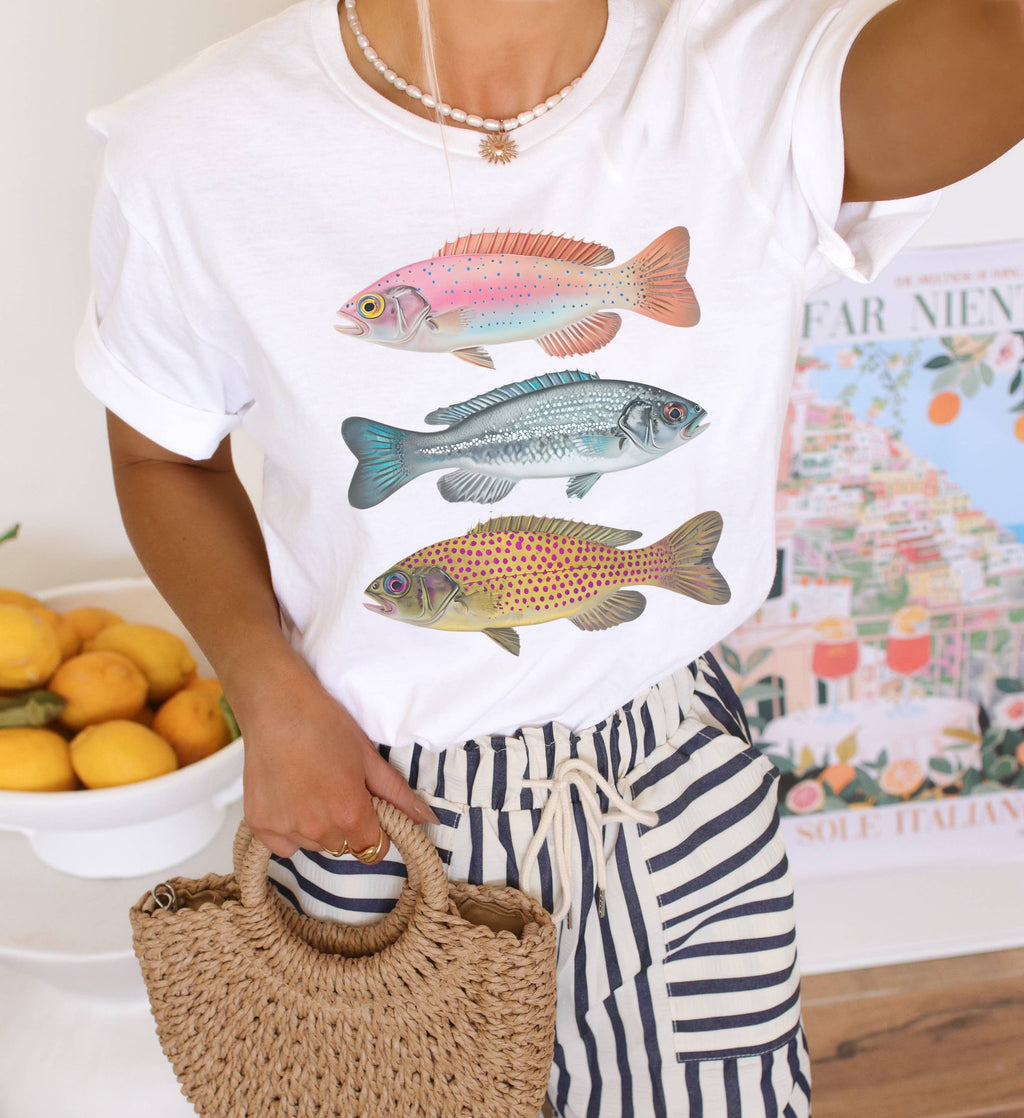 Colorful Sardines Fish Graphic Tee | Summer Tee