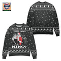Dear Santa Tommy Want Wingy Snowflake Pattern Ugly Christmas Sweater Black