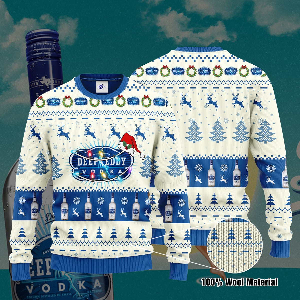 Deep Eddy Vodka Santa Hat Christmas Ugly Christmas Sweater, Hoodie, Zip Hoodie, Bomber Jacket