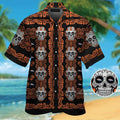 Denver Broncosskull Short Sleeve Button Up Tropical Hawaiian Shirt VER01