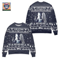 Die Hard Yippee Ki Yay Christmas Party Snowflake Pattern Ugly Christmas Sweater Navy