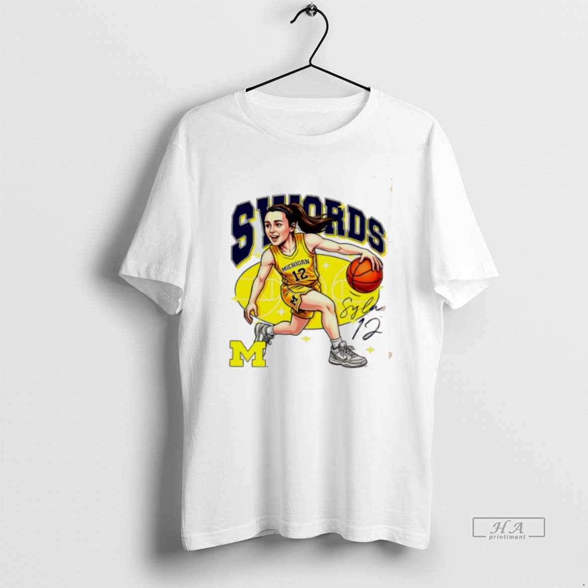 Official Syla Swords Michigan Basketball Signature Caricature T-Shirts, Hoodie, Sweatshirt | InkRitualCo.com