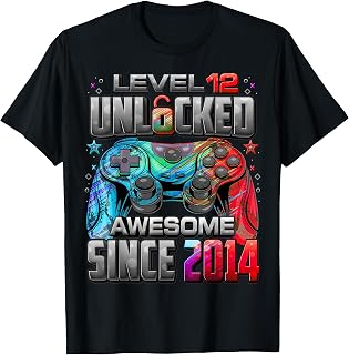 Level 12 Unlocked Since 2014 12th Birthday Gaming Unisex T-shirt, Sweatshirt, Hoodie (1)