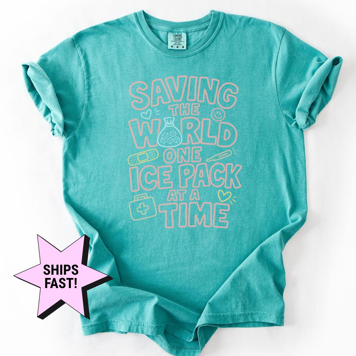 School Nurse Saving World Ice Pack Time Comfort Colors Nurse Appreciation Tee Back School Nurse (3)