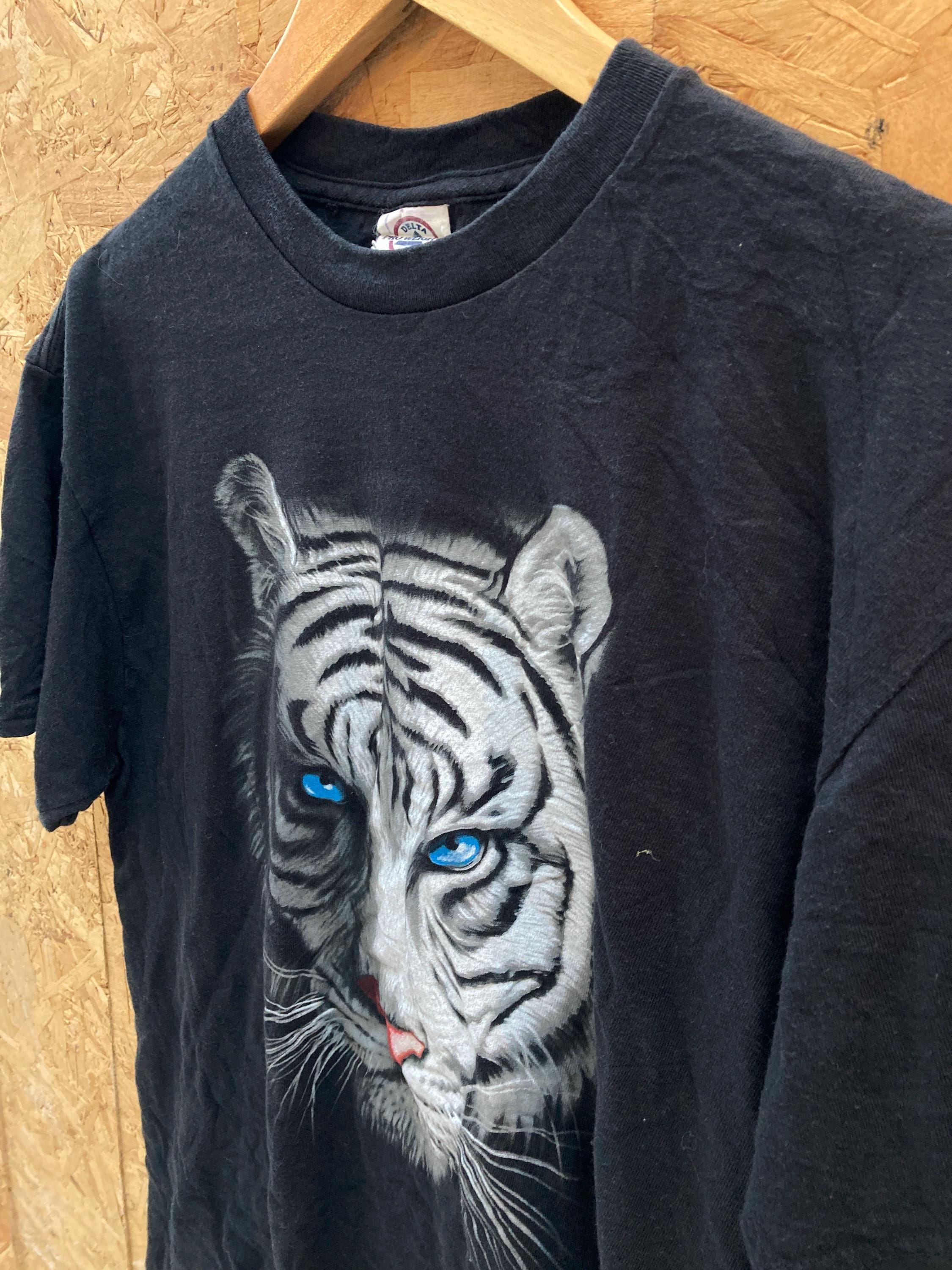 Vintage Y2k White Tiger Face Animal Souvenir Size Large Delta (3)