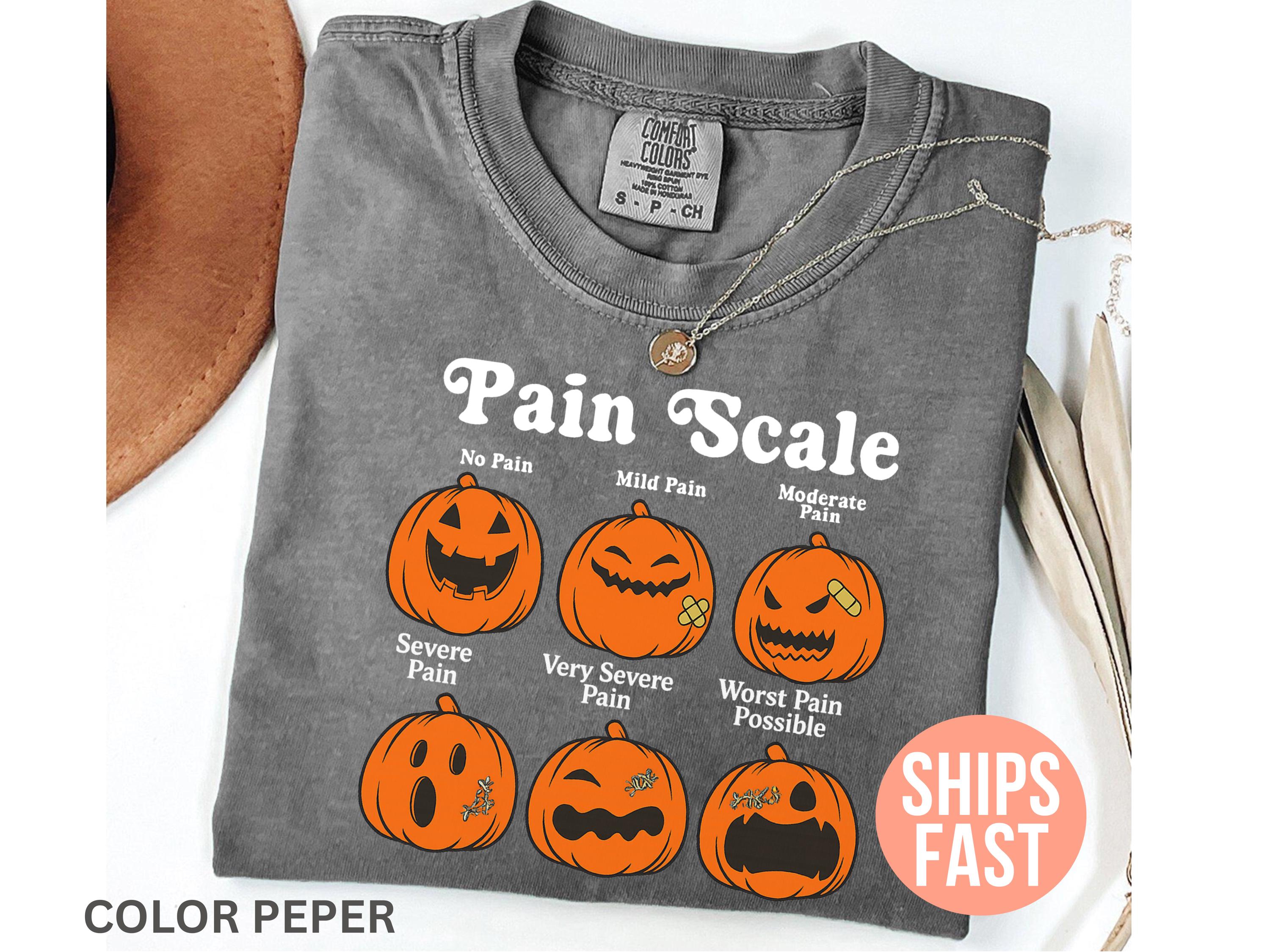 Comfort Colors Halloween Nurse Pain Scale Pumpkin Rn Pediatric Nurse Nicu Nurse Fall Registered Nurse (4)