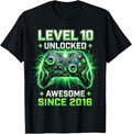 Level 10 Unlocked Since 2016 10th Birthday Boy Gamer Unisex T-shirt, Sweatshirt, Hoodie (1)