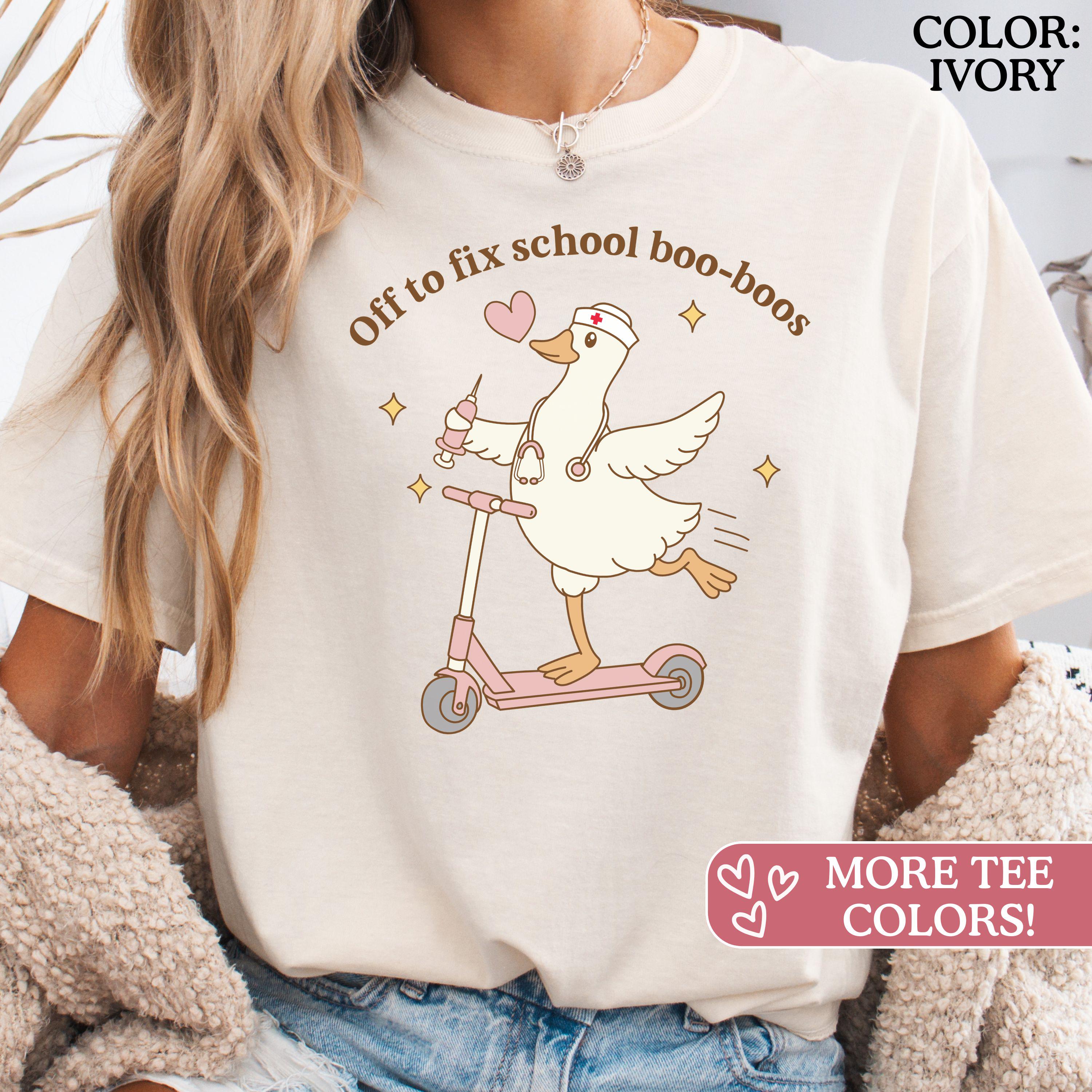 Comfort Colors School Nurse Back School Goose Scooter School Rn Tee Nursing Week (2)