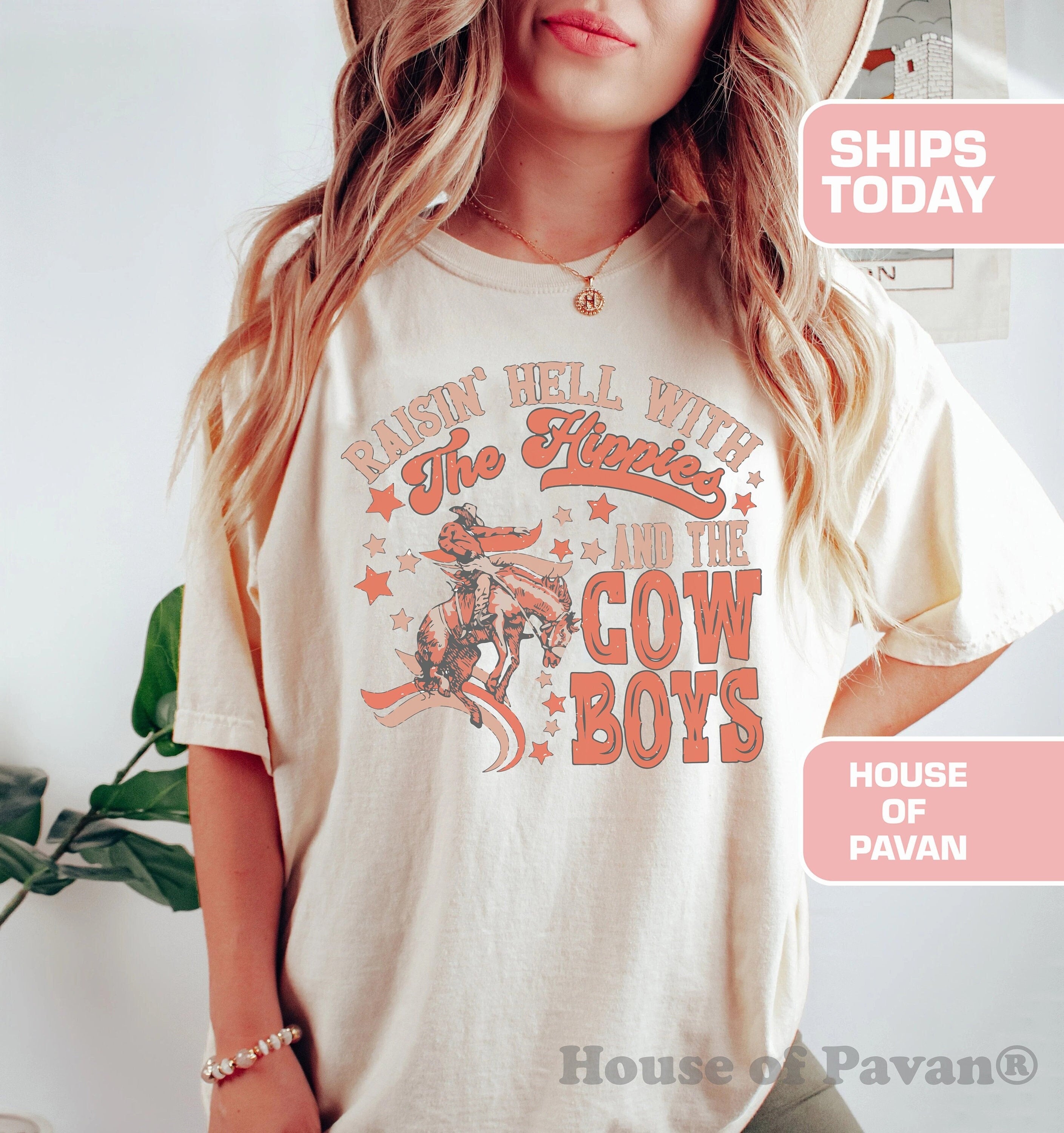 Raisin Hell Hippies Western Cowgirl Retro Nashville Country Music Comfort Colors Rodeo (2)