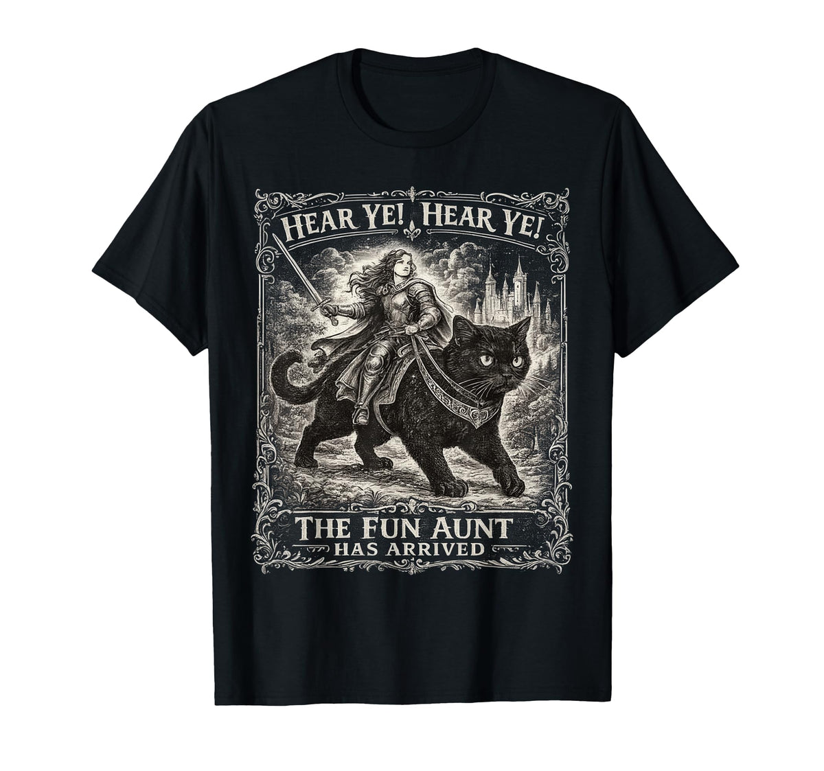 Hear Ye Hear Ye Aunt Arrived Black Cat Vintage Unisex T-shirt, Sweatshirt, Hoodie (1)