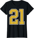 Old Gold Black White Sports Number 21 Jersey Uniform Player (1)