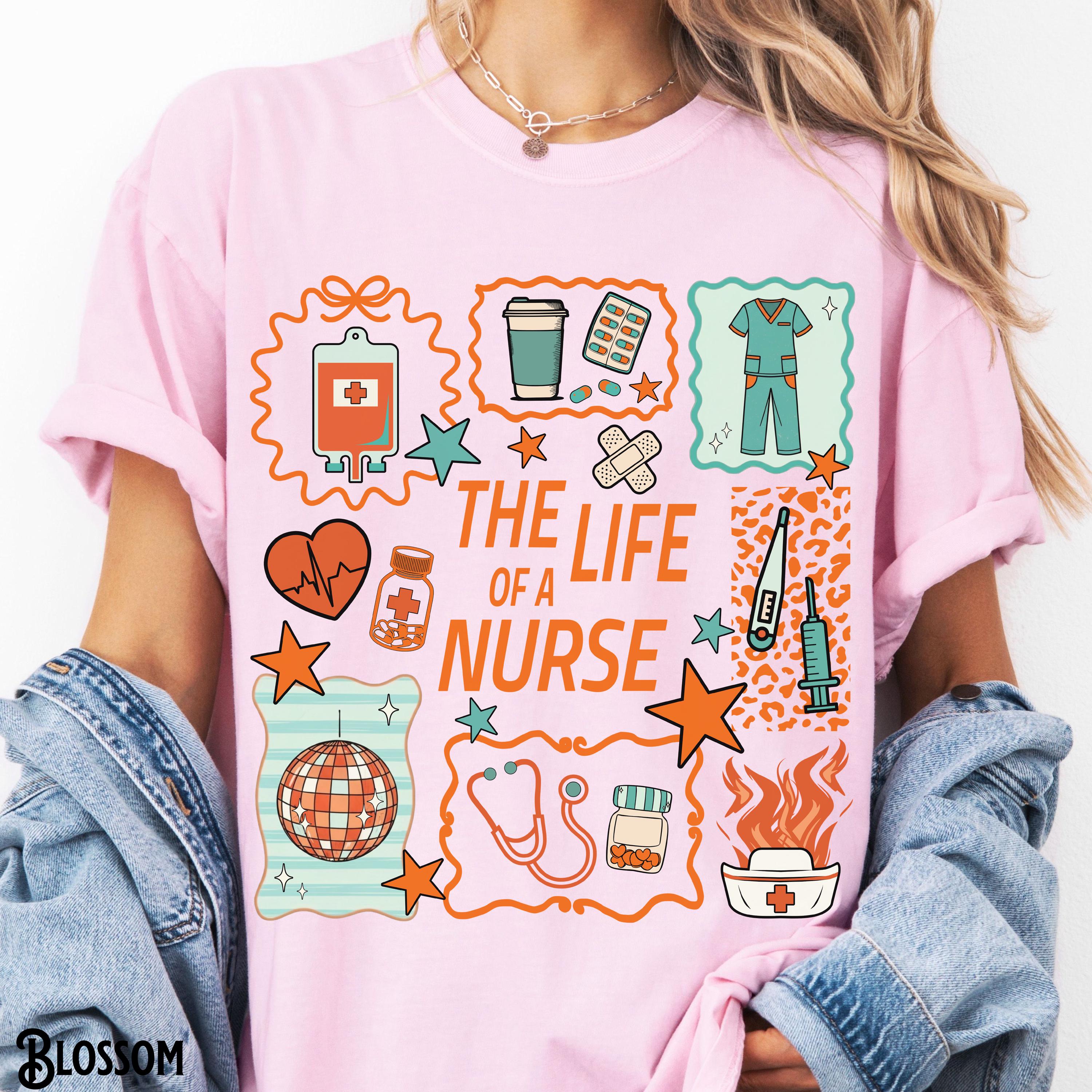 Comfort Colors Life Nurse Nursing Showgirl Tee Rn Lpn Np Appreciation Music Lover Registered Nurse Doodle (2)