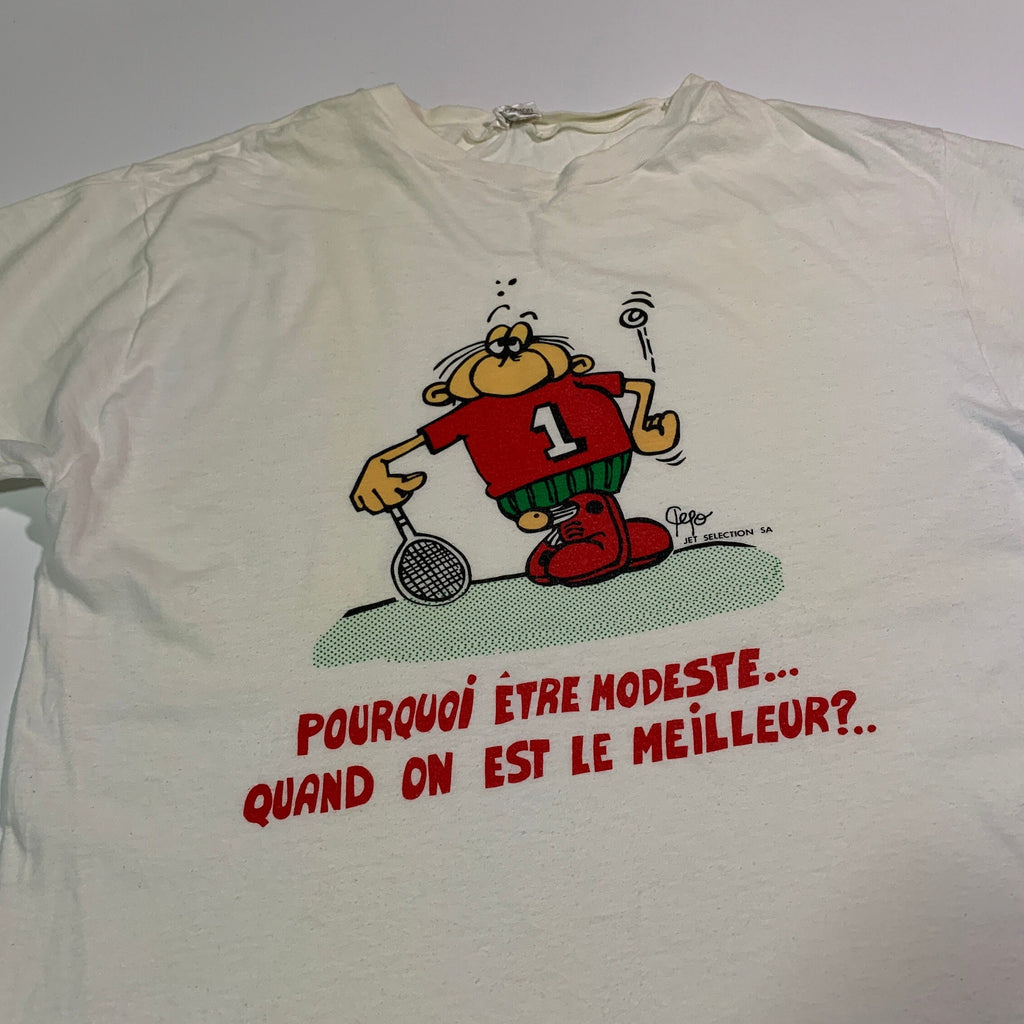 Vintage 90s Pourquoi Etre Modeste Quand Est Le Meilleur Retro Tenis Jet Selection White Tee (2)