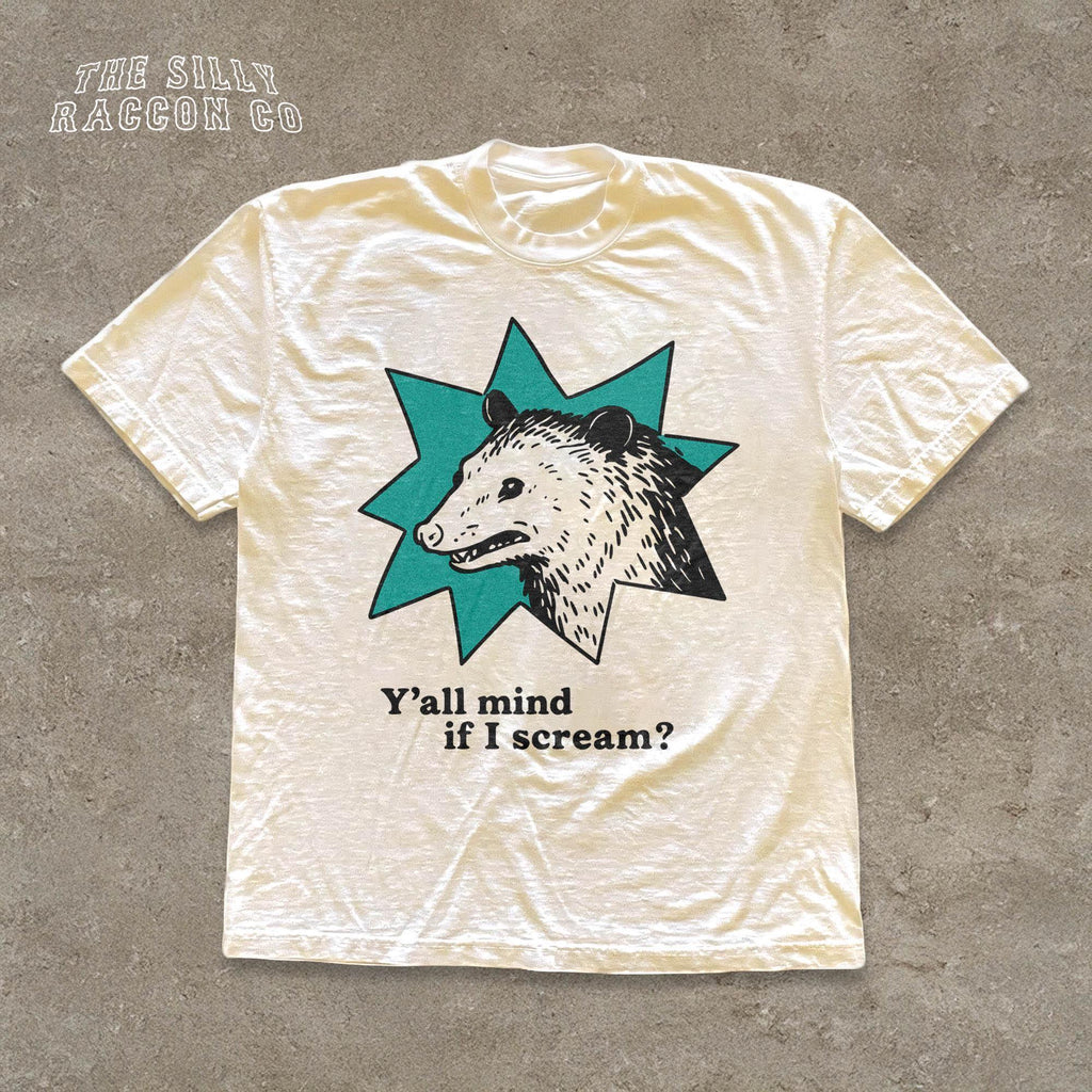 Retro Possum Comfort Colors Y'All Mind Scream Sarcastic Retro Animal Anxiety Introvert (1)
