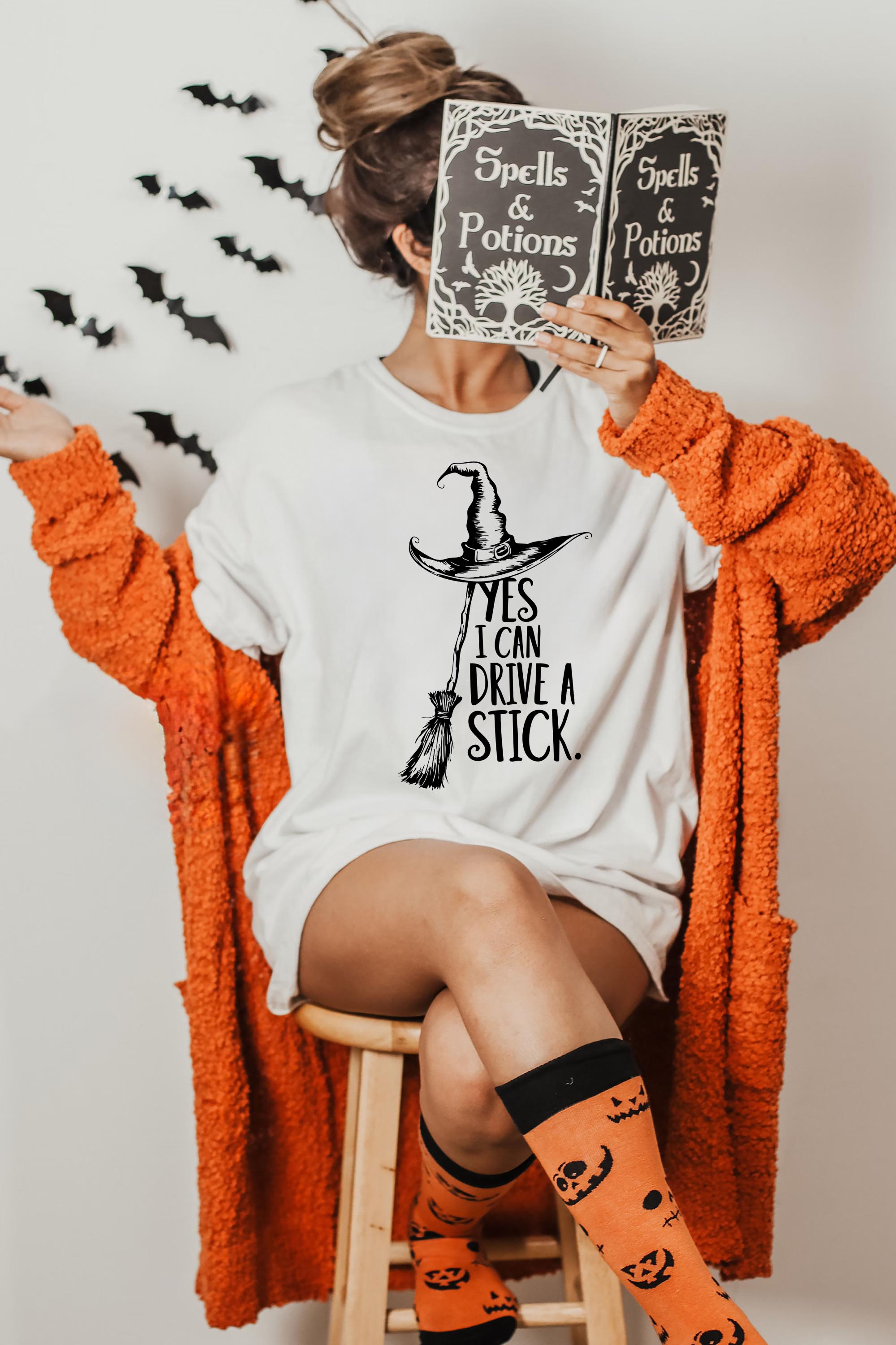 Yes Drive Stick Halloween Witch Tee Spooky Party Halloween Witchy (2)