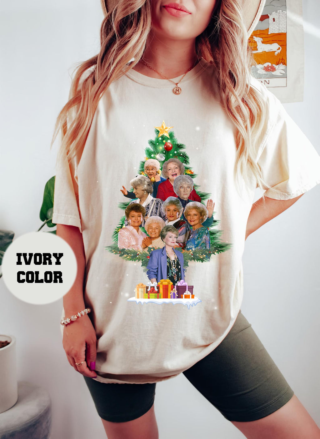 Golden Christmas Tree Comfort Colors Holiday Tee Unisex T-shirt, Sweatshirt, Hoodie (2)