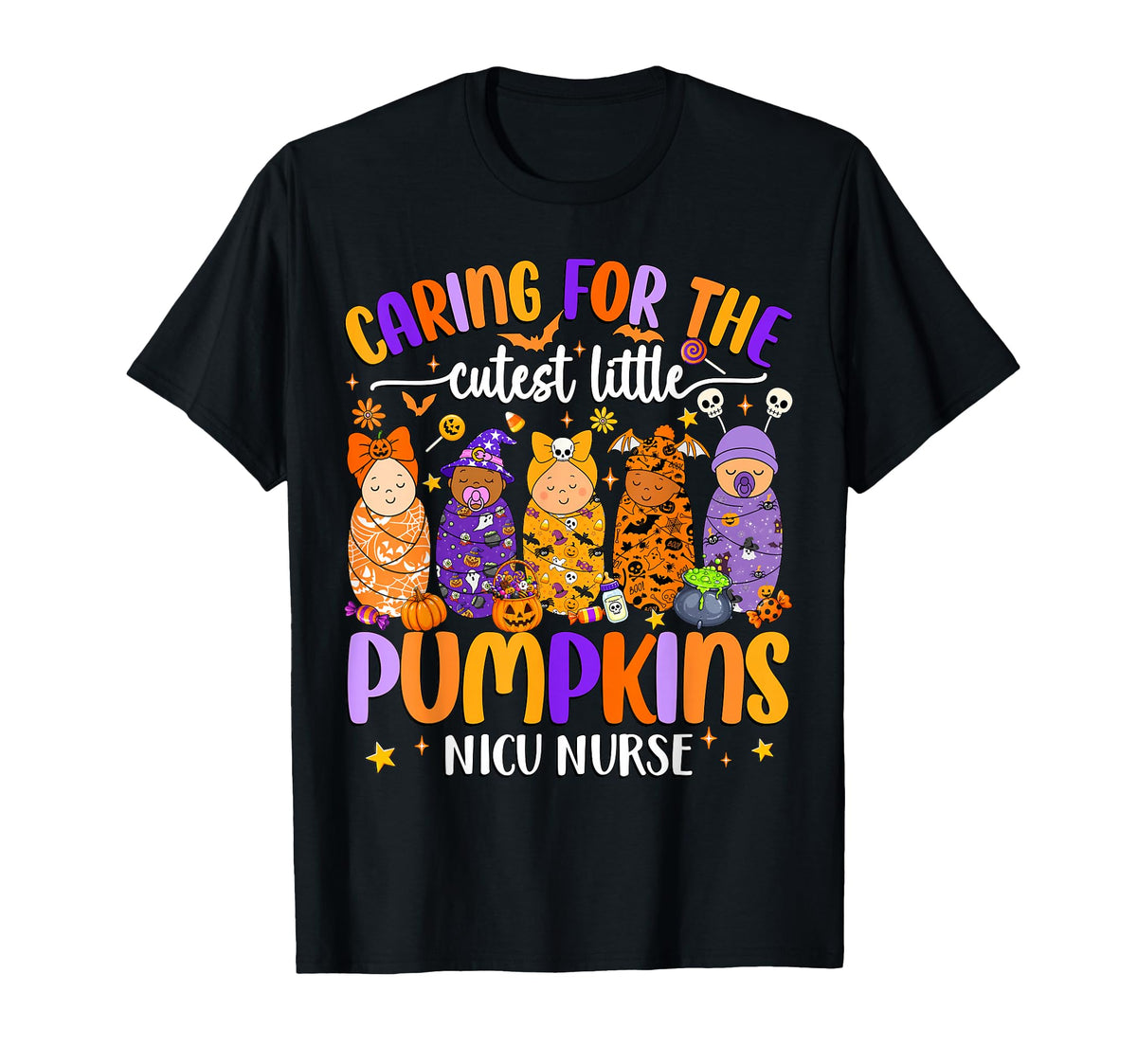 Caring Cutest Little Pumpkin Nicu Nurse Halloween Tee Unisex T-shirt, Sweatshirt, Hoodie (1)