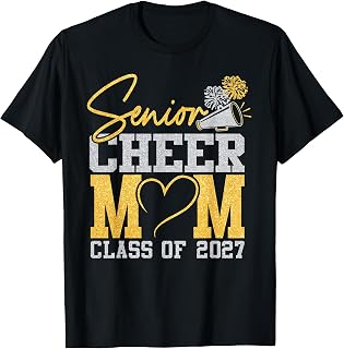 Senior Cheerleader Mom Cheer Class 2027 Graduation Unisex T-shirt, Sweatshirt, Hoodie (1)