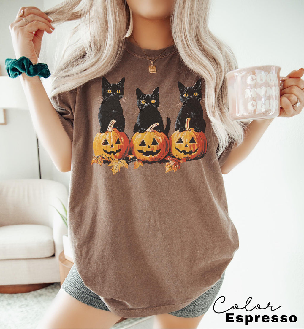 Spooky Cat Halloween Vintage 90s Halloween Ca Retro Ca Halloween Black Cat Halloween Tee Spooky Season (4)