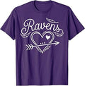 Ravens White Script Typography Heart Arrow Unisex T-shirt, Sweatshirt, Hoodie (1)