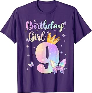 Birthday Girl Year Old Butterfly Party 9th Bday Unisex T-shirt, Sweatshirt, Hoodie (1)