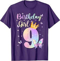 Birthday Girl Year Old Butterfly Party 9th Bday Unisex T-shirt, Sweatshirt, Hoodie (1)