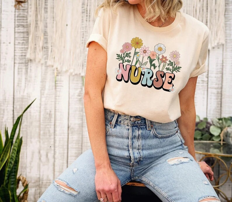 Wildflowers Nurse Nurse Rn Nursing Registered Nurse Nursing School Tee Nurse Pediatric Nurse (1)
