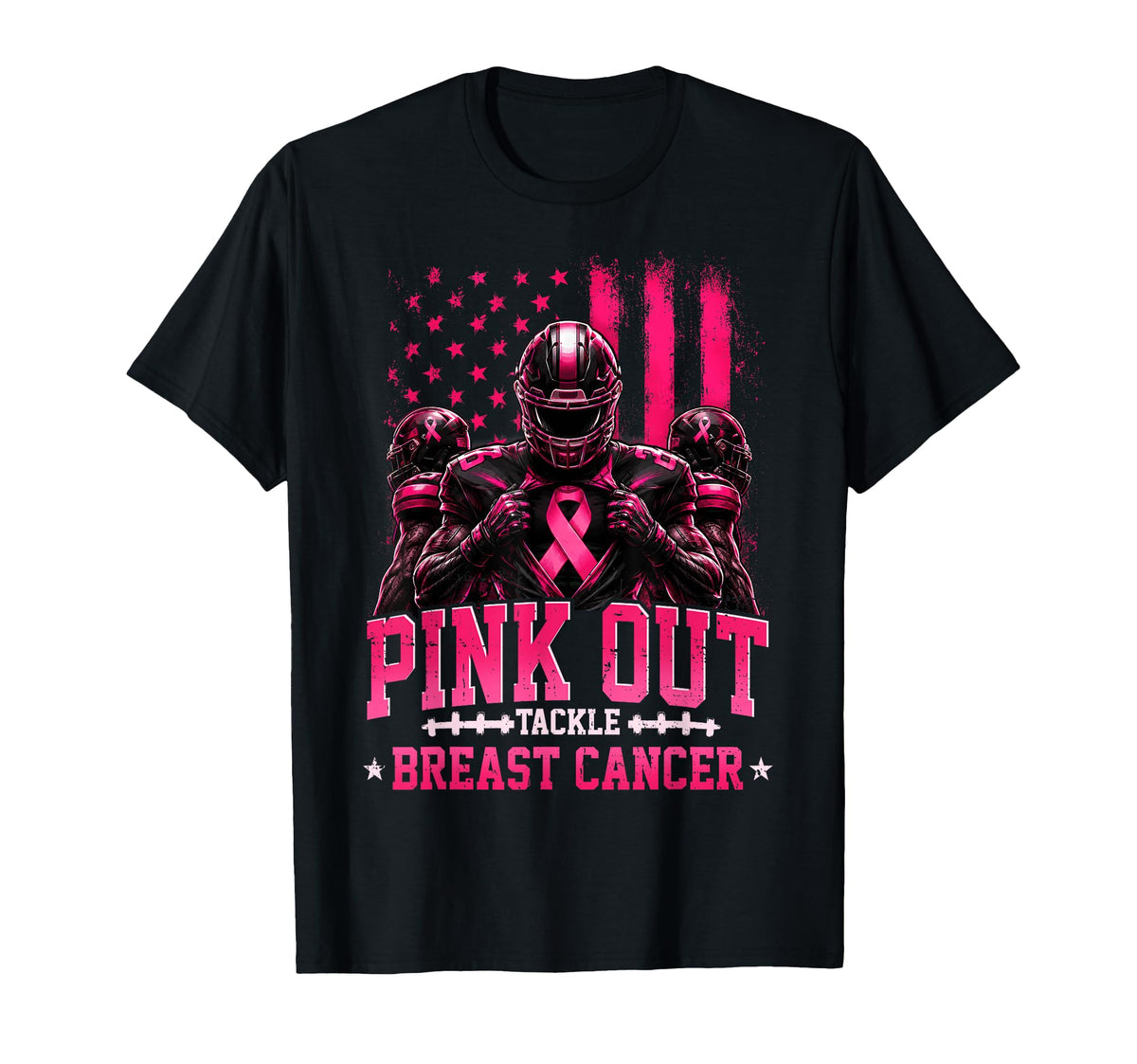 Football Pink Breast Cancer Awareness American Flag Unisex T-shirt, Sweatshirt, Hoodie (1)