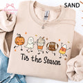 Halloween Pumpkin Ghost Football Coffee Candy Corn Tis Season Fall Doodles Tee Autumn (1)