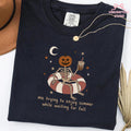 Summerween Skeleton Trying Enjoy Summer While Waiting Fall Tee Pumpkin Halloween Comfort Colors Fall Lover (1)