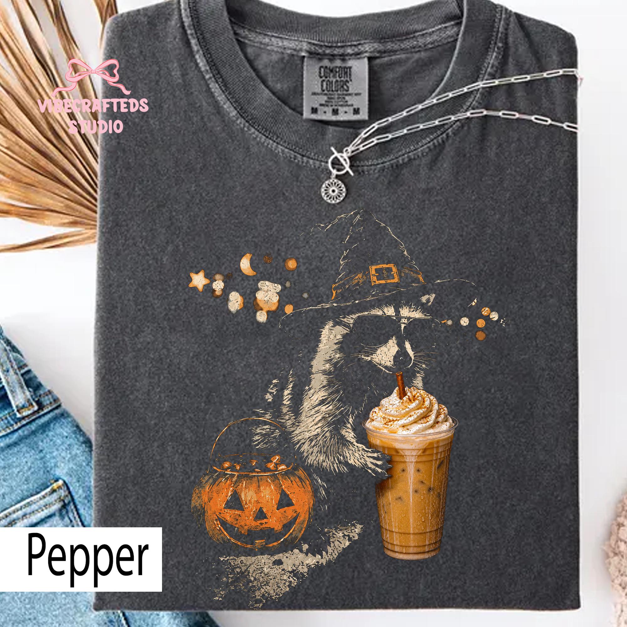 Halloween Raccoon Drinking Pumpkin Spice Witch Raccoon Spooky Season Fall Autumn Coffee Lover (3)
