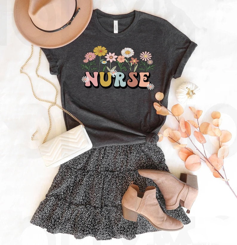 Wildflowers Nurse Nurse Rn Nursing Registered Nurse Nursing School Tee Nurse Pediatric Nurse (3)