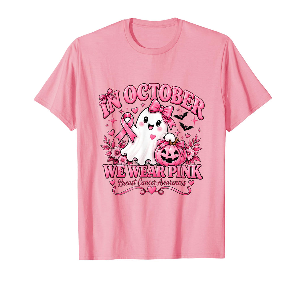 October Pink Ghost Breast Cancer Awareness Unisex T-shirt, Sweatshirt, Hoodie (1)