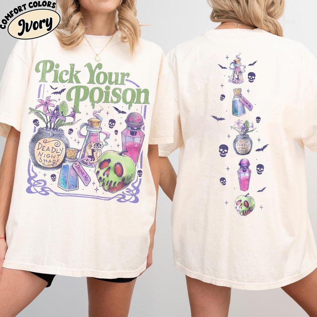Comfort Colors Pick Poison Sides Princess Halloween Villains Cartoon Spooky Season Retro Halloween (2)