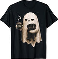 Grumpy Ghost Holding Black Pug Dog Meh Coffee Cup Halloween (1)