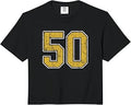 Distressed Old Gold Black Number 50 Jersey Comfort Colors Crop (1)