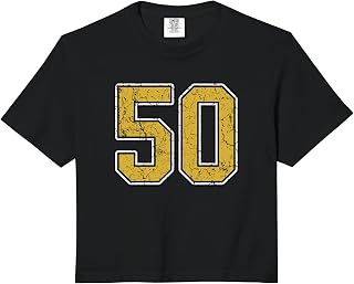 Distressed Old Gold Black Number 50 Jersey Comfort Colors Crop (1)