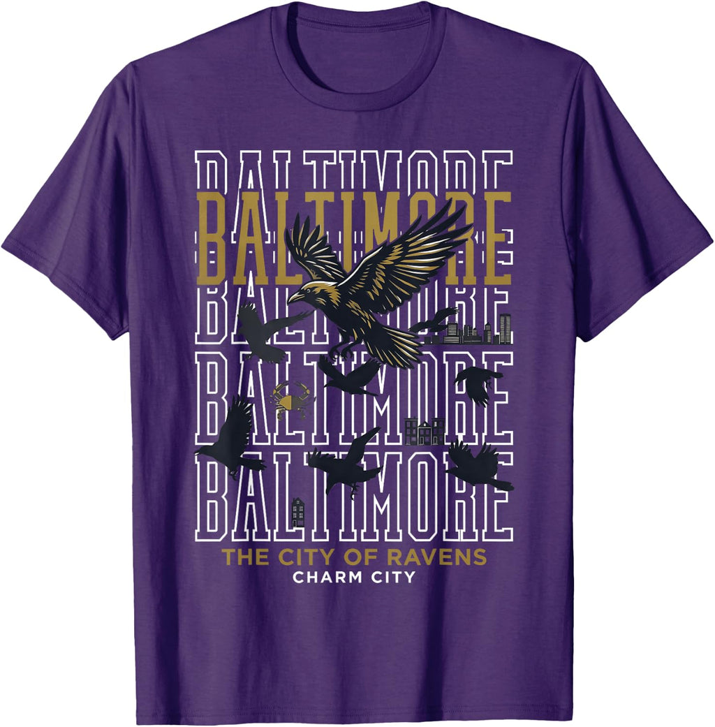 Baltimore City Ravens Charm City Raven Skyline Unisex T-shirt, Sweatshirt, Hoodie (1)