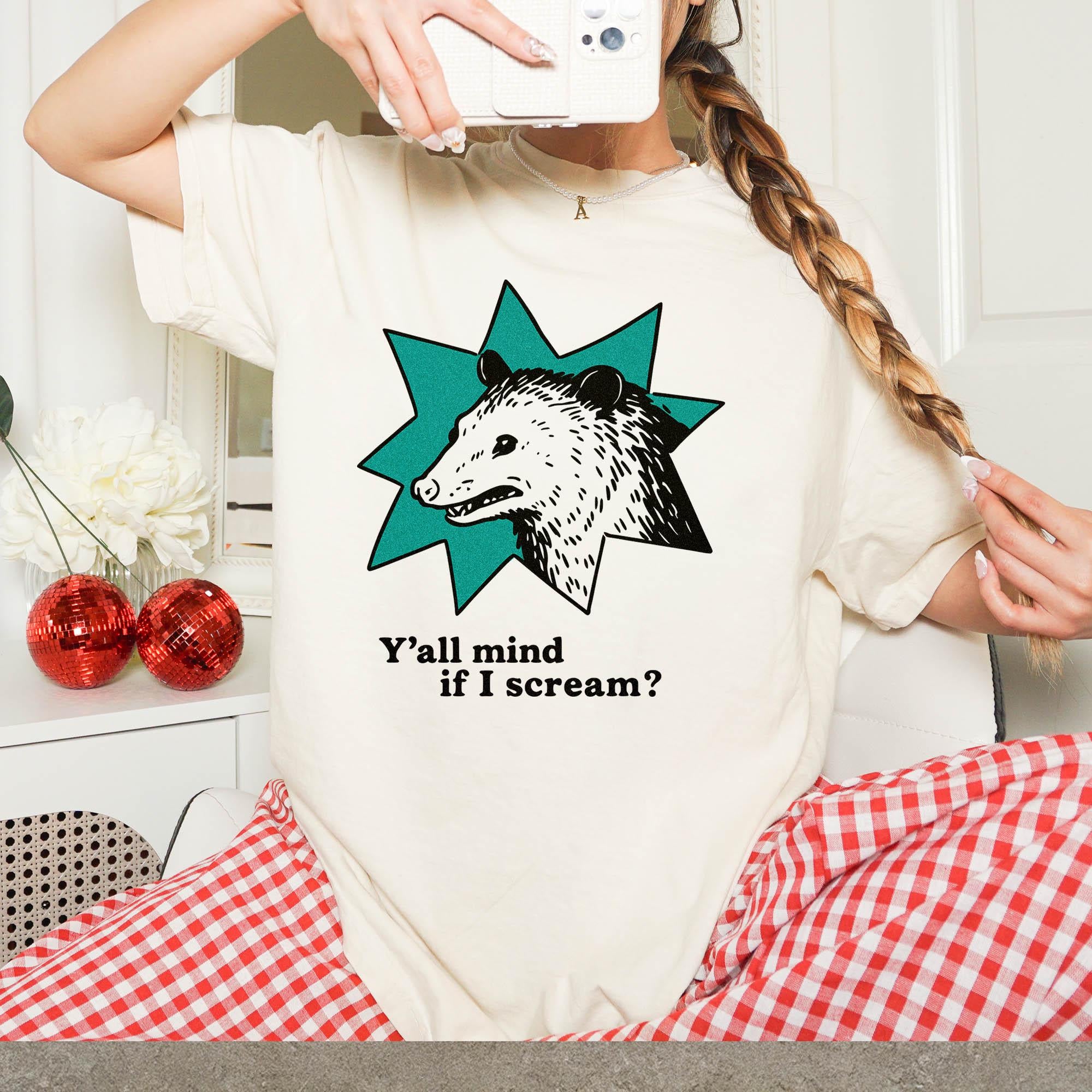 Retro Possum Comfort Colors Y'All Mind Scream Sarcastic Retro Animal Anxiety Introvert (2)