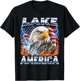 Lake America Patriotic Bald Eagle American Flag Unisex T-shirt, Sweatshirt, Hoodie (1)