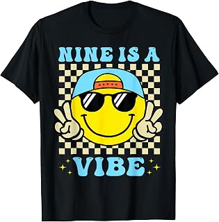 Groovy Nine 9th Birthday Year Old Party Unisex T-shirt, Sweatshirt, Hoodie (1)
