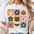 Halloween Retro Ghost Pumpkin Tee Floral Halloween Spooky Season Vintage Fall (1)