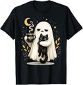 Meh Ghost Cat Spooky Black Cat Halloween Coffee Lover Unisex T-shirt, Sweatshirt, Hoodie (1)